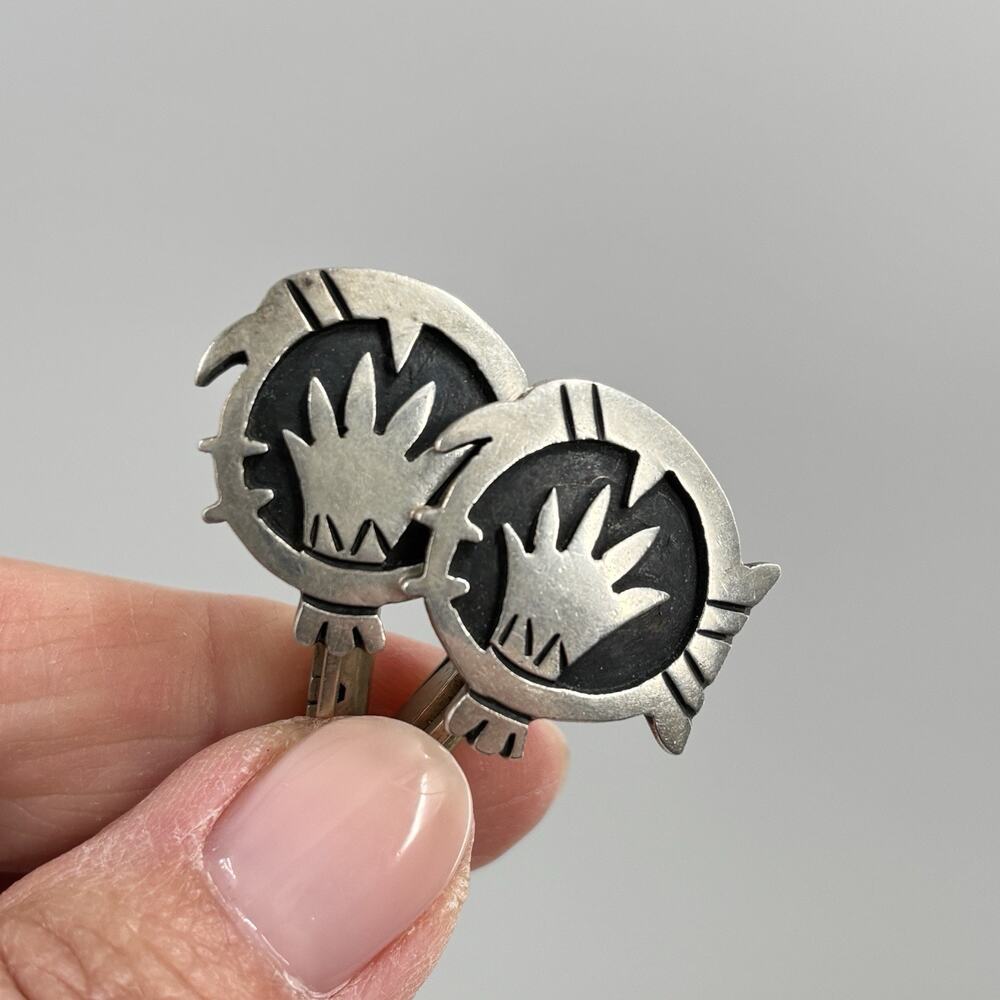 Vintage Taxco Cufflinks Bearpaw Fish Bird MCM Silver Sterling 925